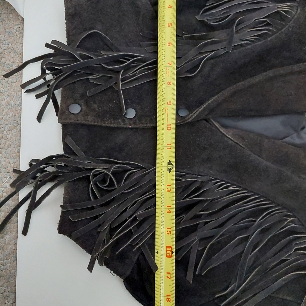 Vintage 80's Wilson's Leather Women's Black Fringe Suede Jacket Size S - Picture 14 of 15